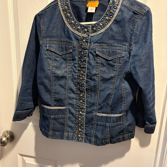 Ruby Rd. Blue Studded Jacket - Picture 2 of 5